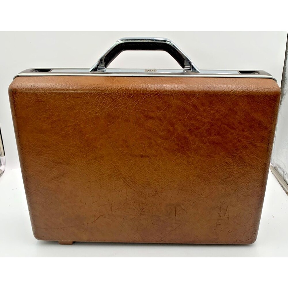 Samsonite Attache Briefcase Combination Lock Hard Shell Brown Vintage 18"x13"x5"